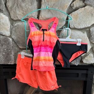 Gerry Girl’s three-piece Swim set. Tankini with coordinating shorts.